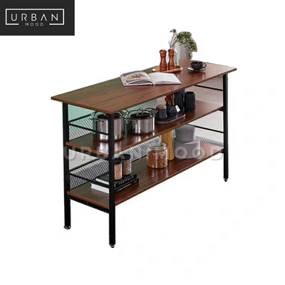 NEAL Industrial Solid Wood Kitchen Island Table
