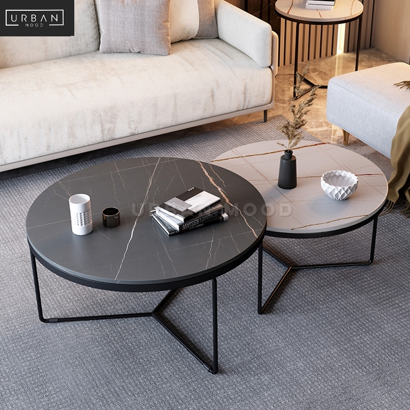 SPIDEN Modern Round Slate Coffee Table