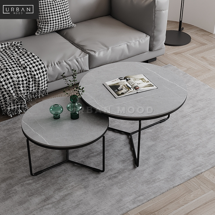 SPIDEN Modern Round Slate Coffee Table