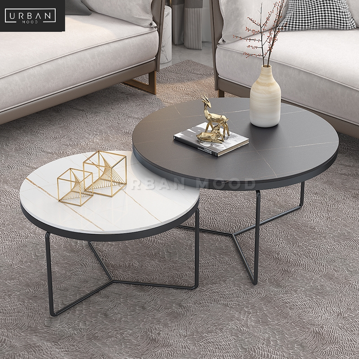 SPIDEN Modern Round Slate Coffee Table