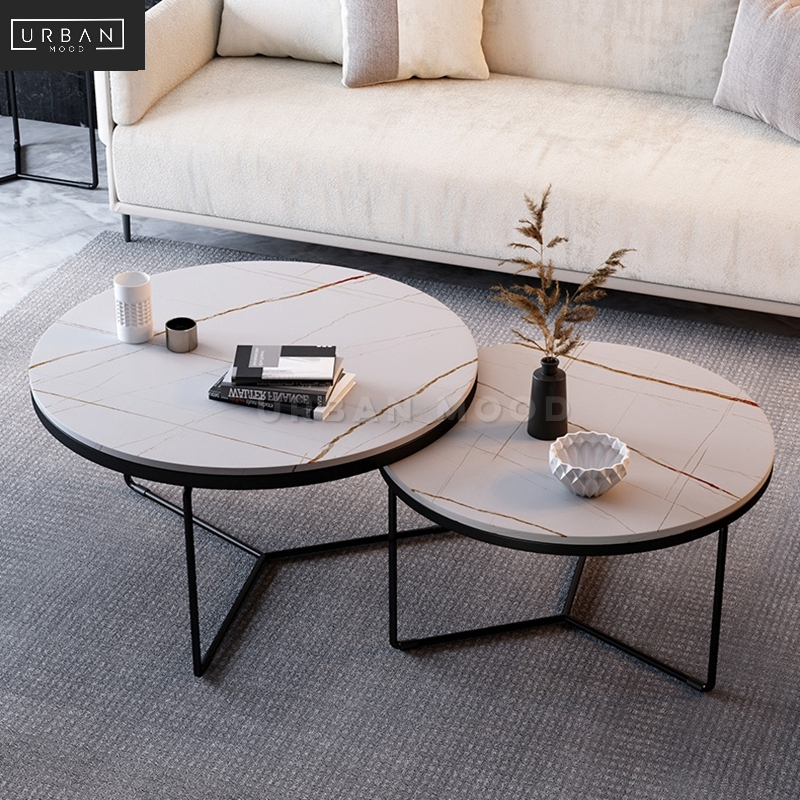 SPIDEN Modern Round Slate Coffee Table