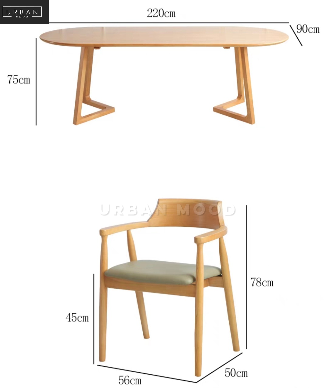 MALDON Scandinavian Solid Wood Dining Table