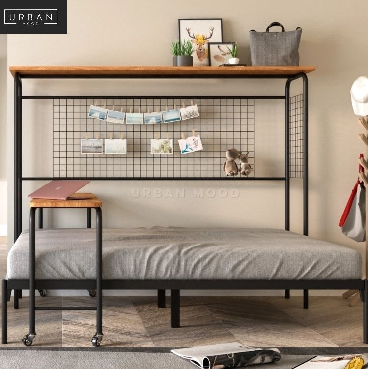 SHAKER Industrial Metal Bedframe with Study Table