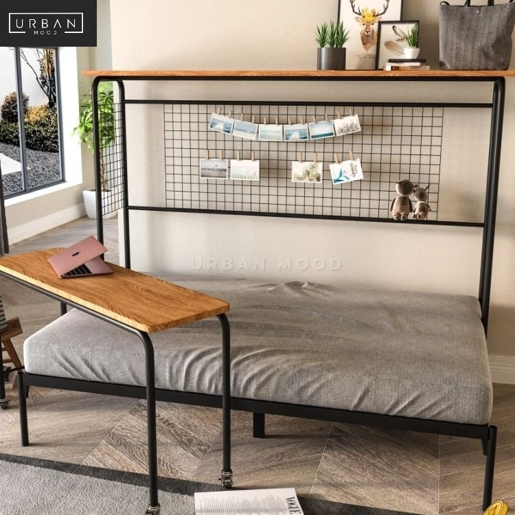 SHAKER Industrial Metal Bedframe with Study Table