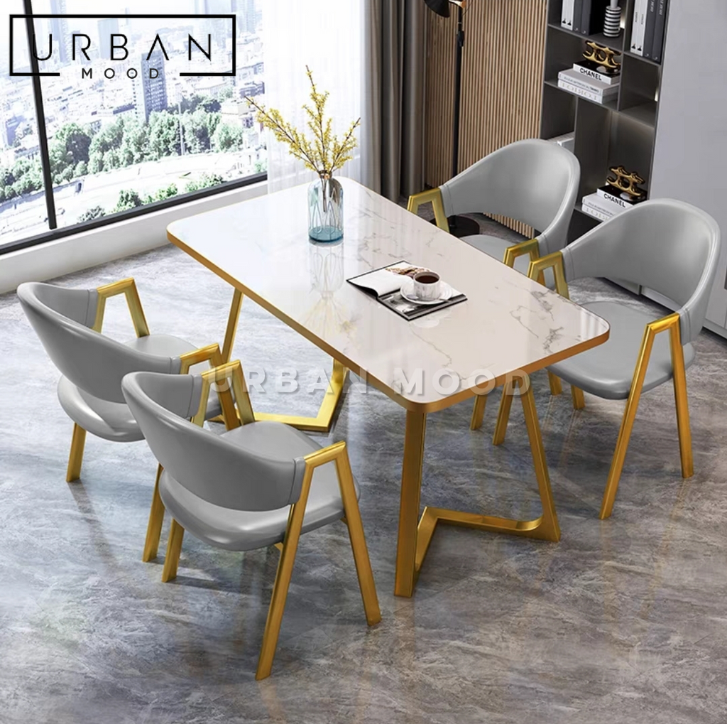 Marble dining table discount and chairs set