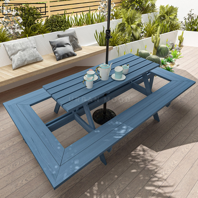 FIELDER Modern Solid Wood Outdoor Table & Bench