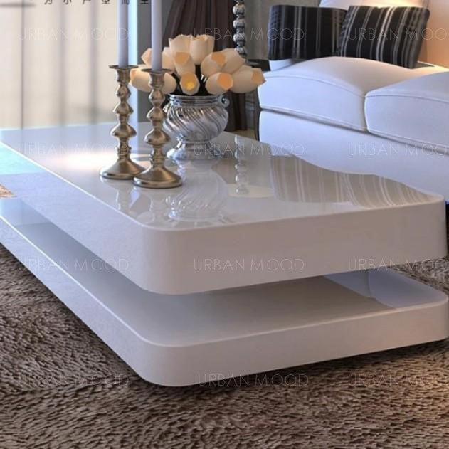 MILA Contemporary Glossy Piano White Coffee Table