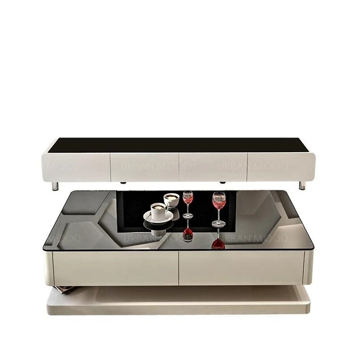 MILA Contemporary Glossy Piano White Coffee Table