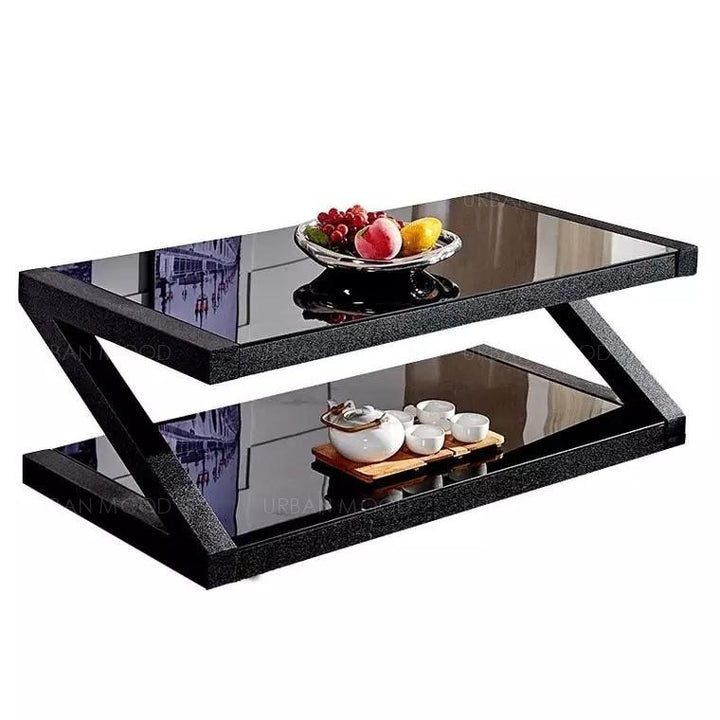 MILANA  Modern Tempered Glass Z Frame Coffee Table