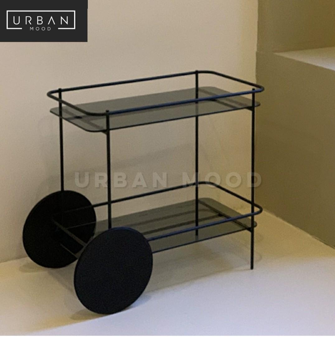 MONASH Industrial Glass Kitchen Trolley