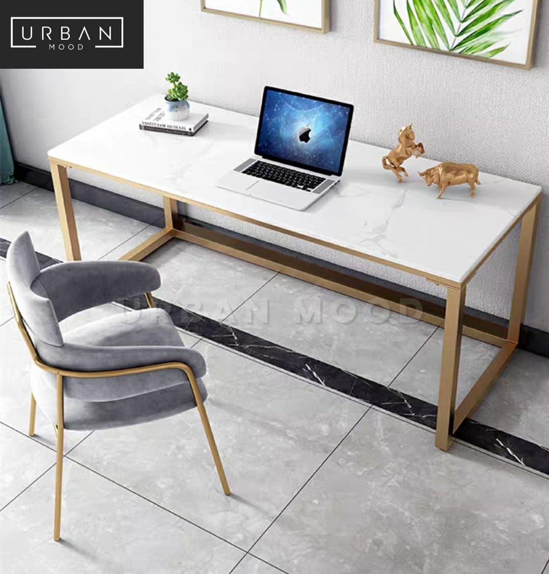 MACAEL Modern Marble Slate Computer Table