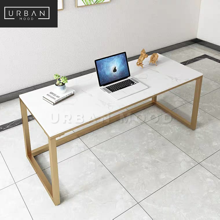 MACAEL Modern Marble Slate Computer Table