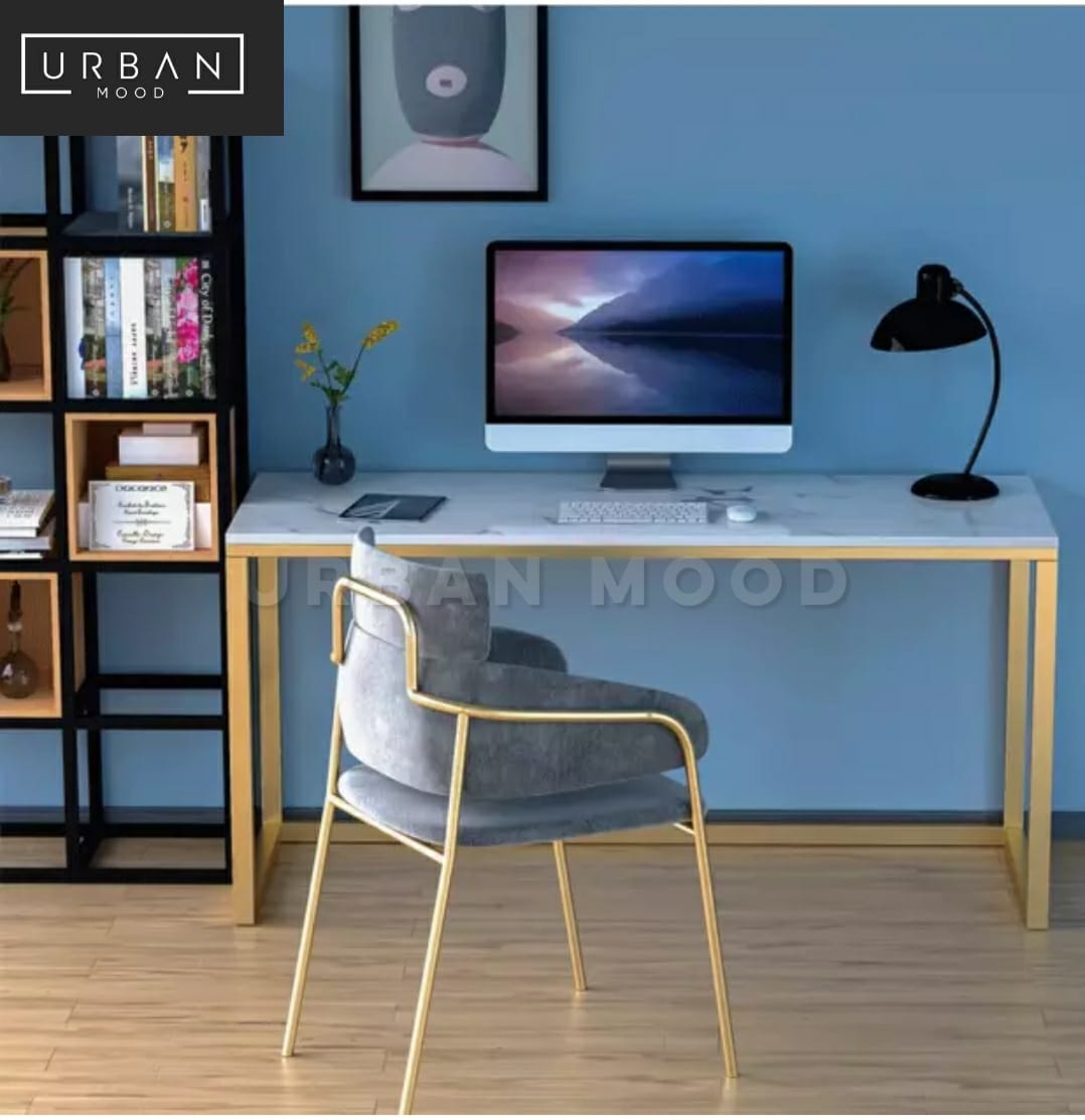 MACAEL Modern Marble Slate Computer Table