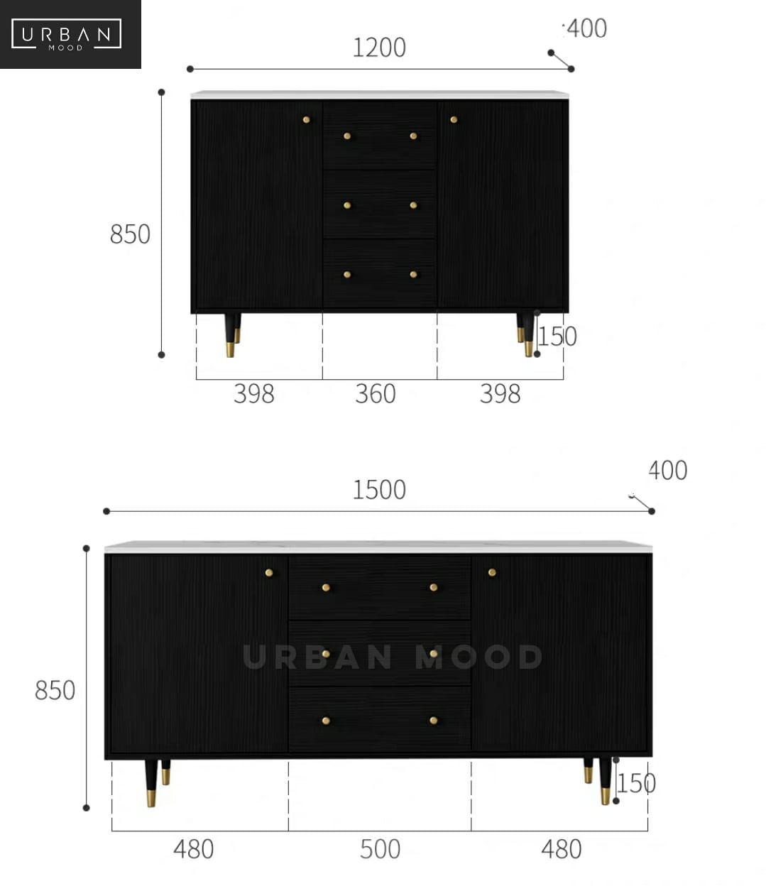 MERCIER Modern Marble Sideboard