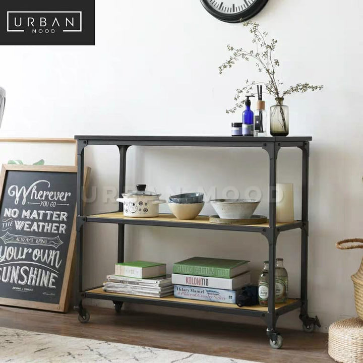 MODEN Modern Industrial Solid Wood Bar Cart