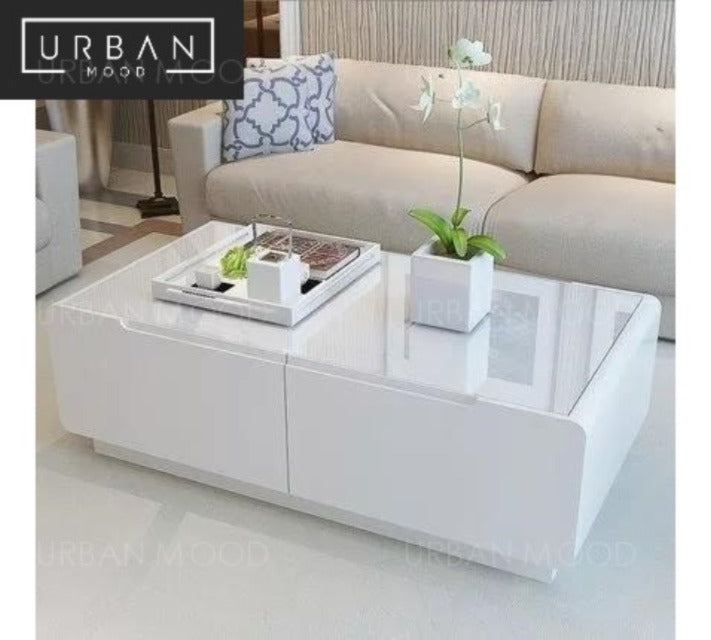 DELANEY Modern Piano Tempered Glass Coffee Table