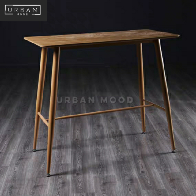 BARNES Rustic Solid Wood Bar Table
