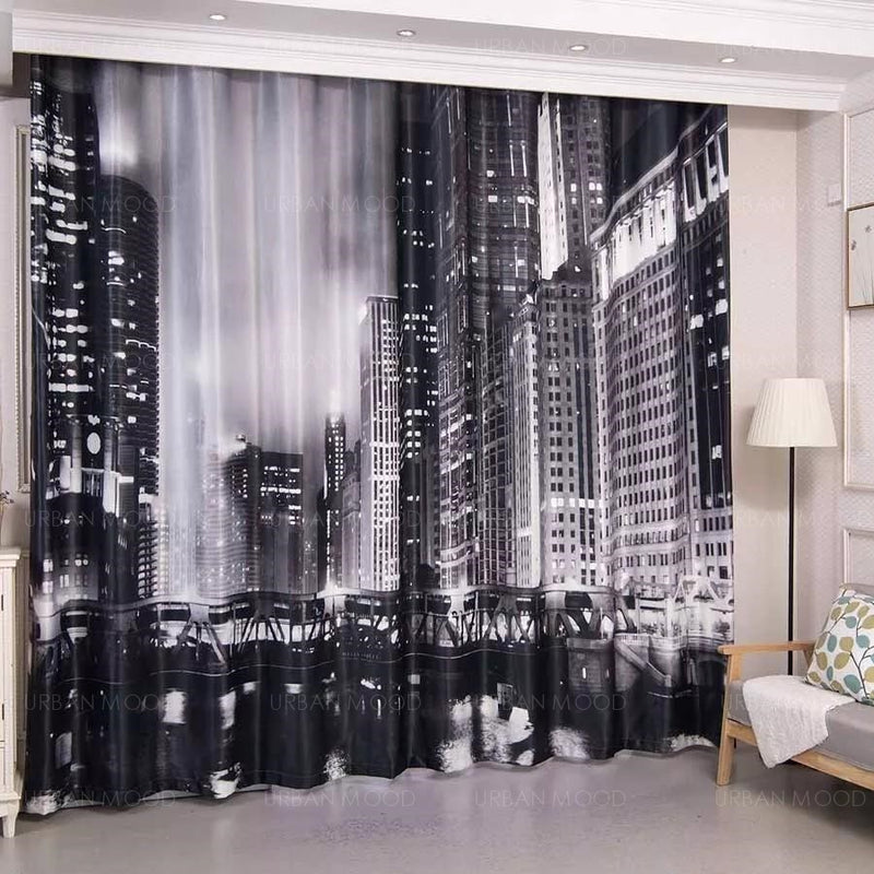 NIGHT SKYLINE Modern Studio Curtains