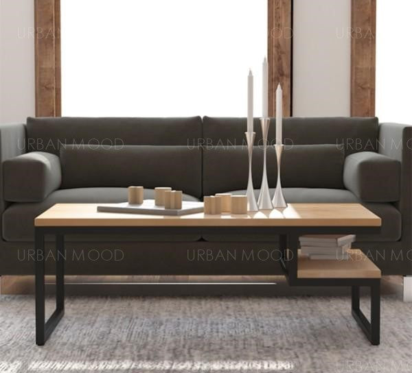 ODYSSEY Rustic Industrial Pine Wood Coffee Table