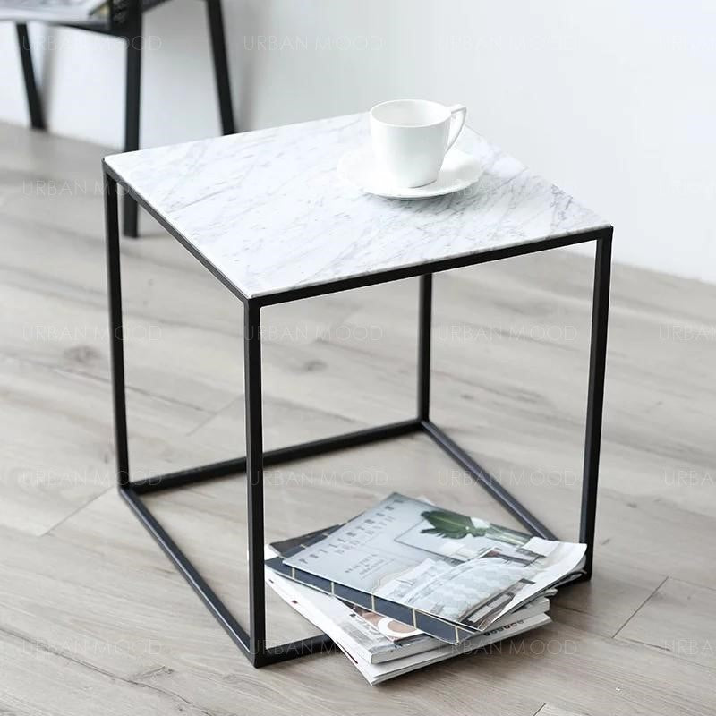 ORMEROD Marble Glass Wire Frame Side Table