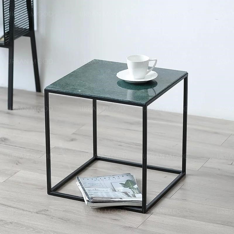 ORMEROD Marble Glass Wire Frame Side Table