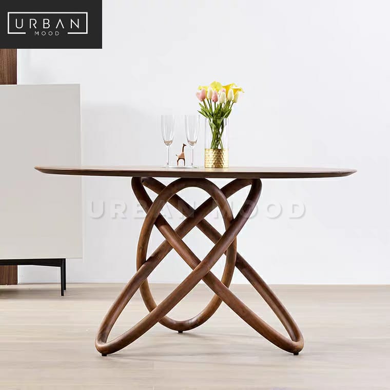 OBLIQUE Postmodern Solid Wood Round Dining Table – Urban Mood