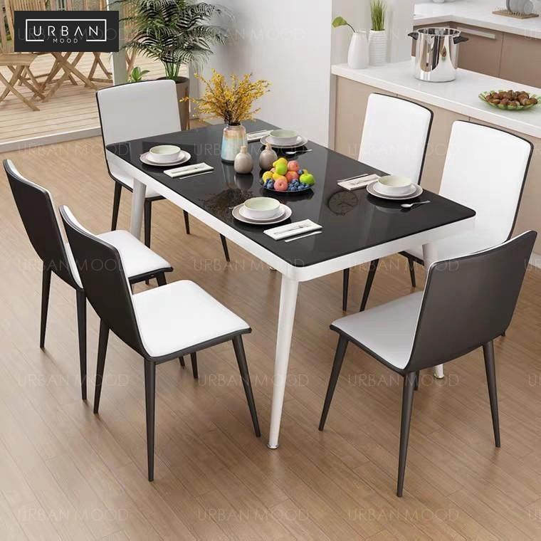 PRIESTLEY Tempered Glass Dining Table Set