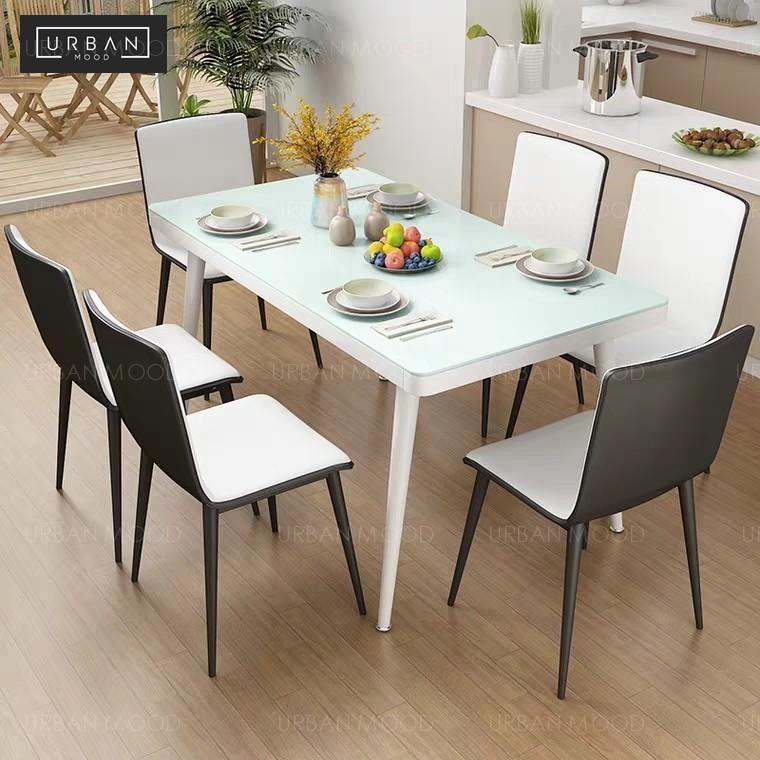 PRIESTLEY Tempered Glass Dining Table Set Urban Mood