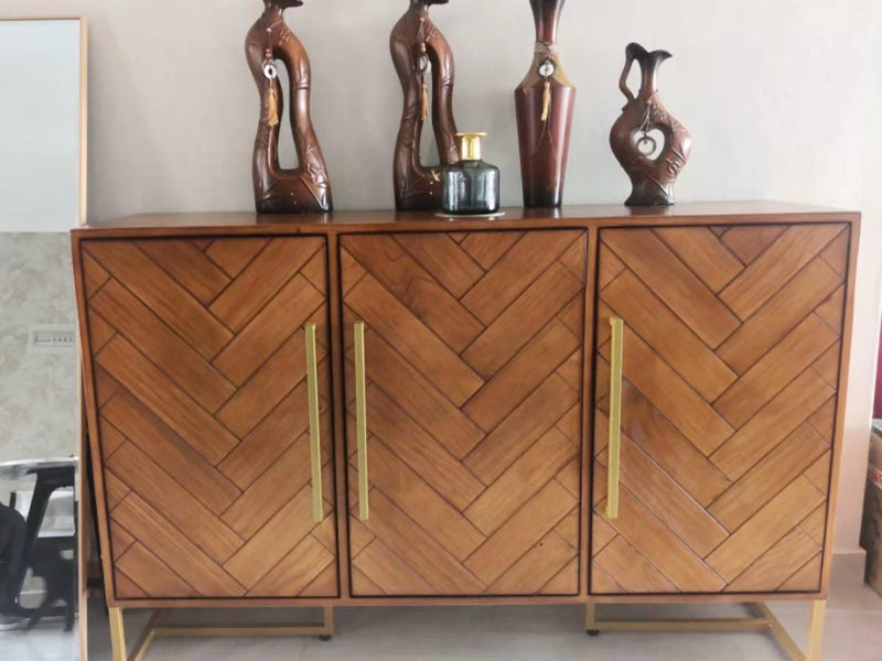 PAUL Herringbone Acacia Solid Wood Sideboard Cabinet