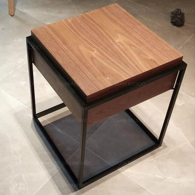 RAPHAEL Mixed Element Wood & Glass Side Table
