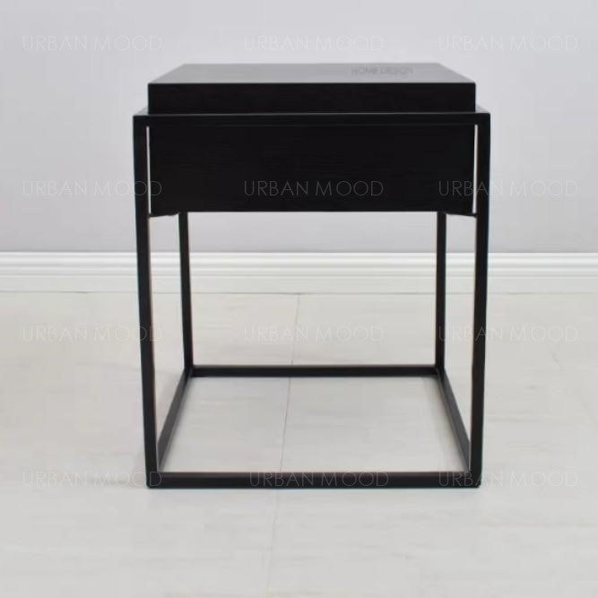 RAPHAEL Mixed Element Wood & Glass Side Table