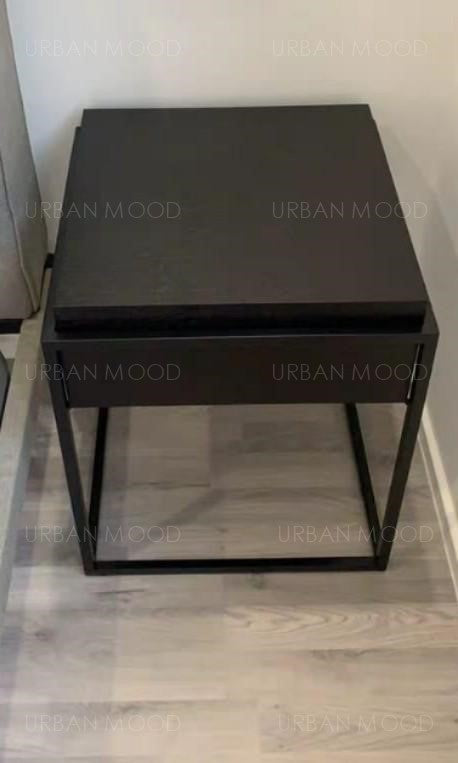 RAPHAEL Mixed Element Wood & Glass Side Table