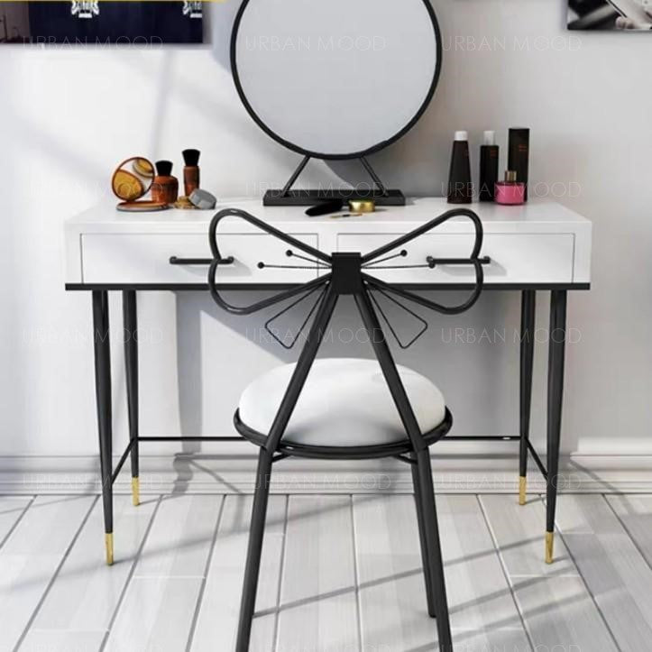 REBANIS Contemporary Black White Vanity Table Chair