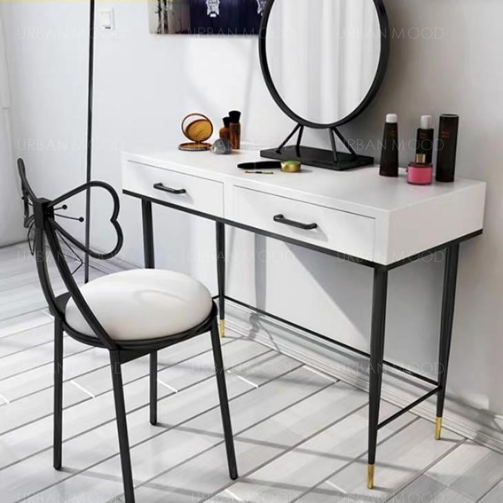 REBANIS Contemporary Black White Vanity Table Chair