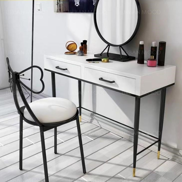 REBANIS Contemporary Black White Vanity Table Chair