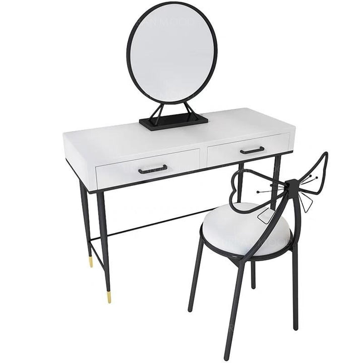 REBANIS Contemporary Black White Vanity Table Chair