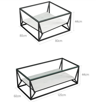 RILEY Modern Industrial Glass Top Coffee Table