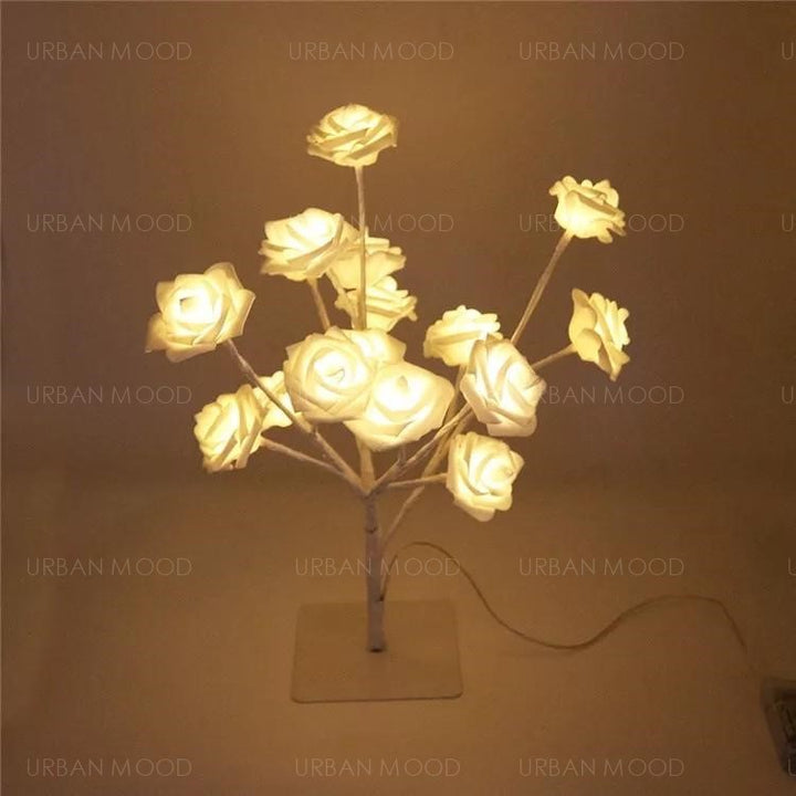 ROSEBUD White Roses Bedside Reading Lamp