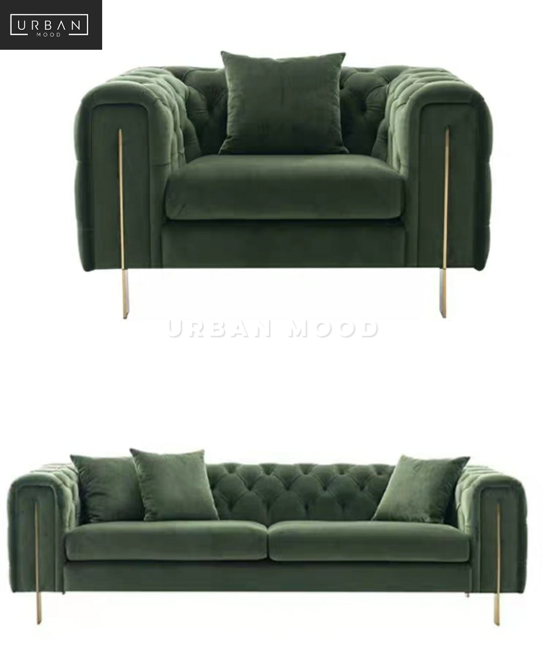 REIGN Victorian Velvet Tufted Sofa