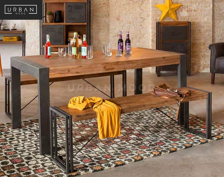 RIDGET Industrial Solid Wood Dining Bench