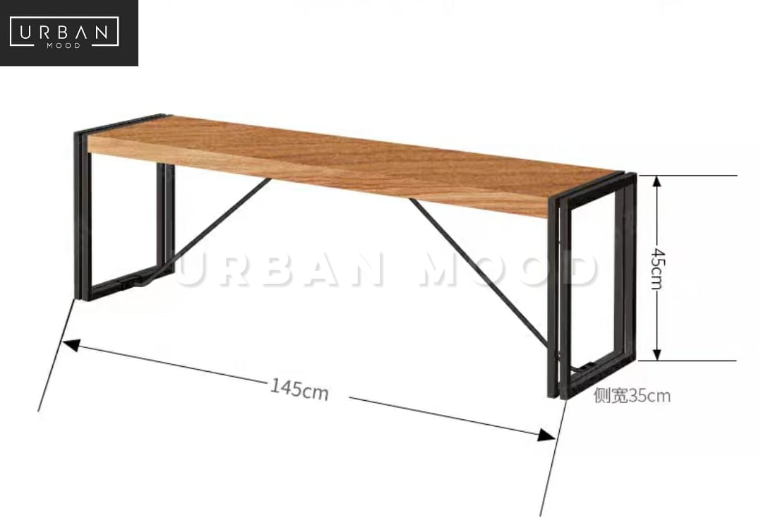 RIDGET Industrial Solid Wood Dining Bench