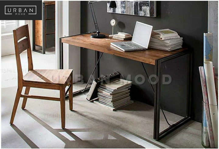 RIDGET Industrial Solid Wood Study Table