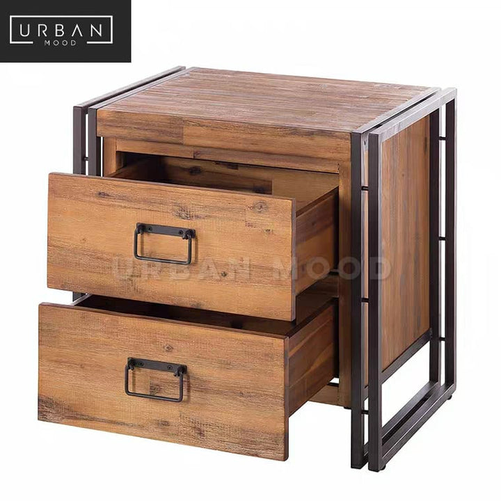 RIDGET Industrial Solid Wood Bedside Table