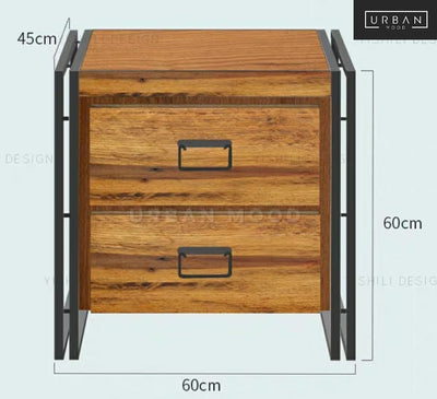 RIDGET Industrial Solid Wood Bedside Table