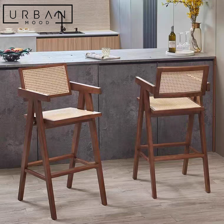 ROSSEX Rustic Rattan Bar Stool