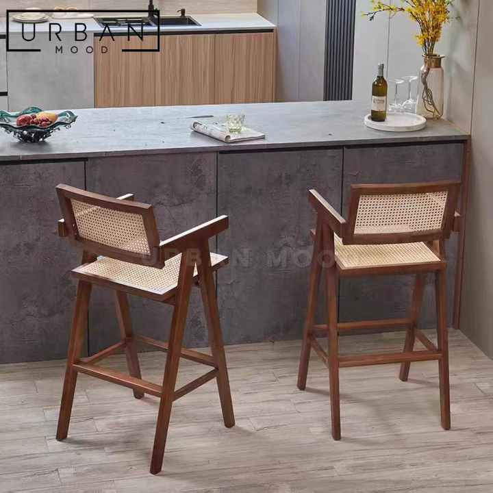 ROSSEX Rustic Rattan Bar Stool