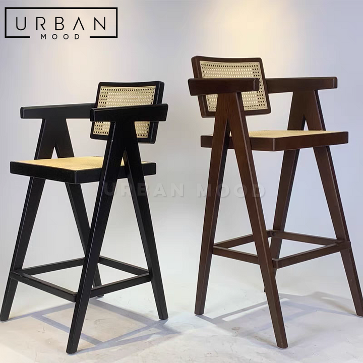 ROSSEX Rustic Rattan Bar Stool