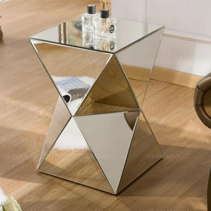 SAVVAS Mirrored Prism Side Table