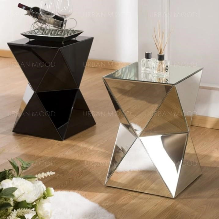 SAVVAS Mirrored Prism Side Table