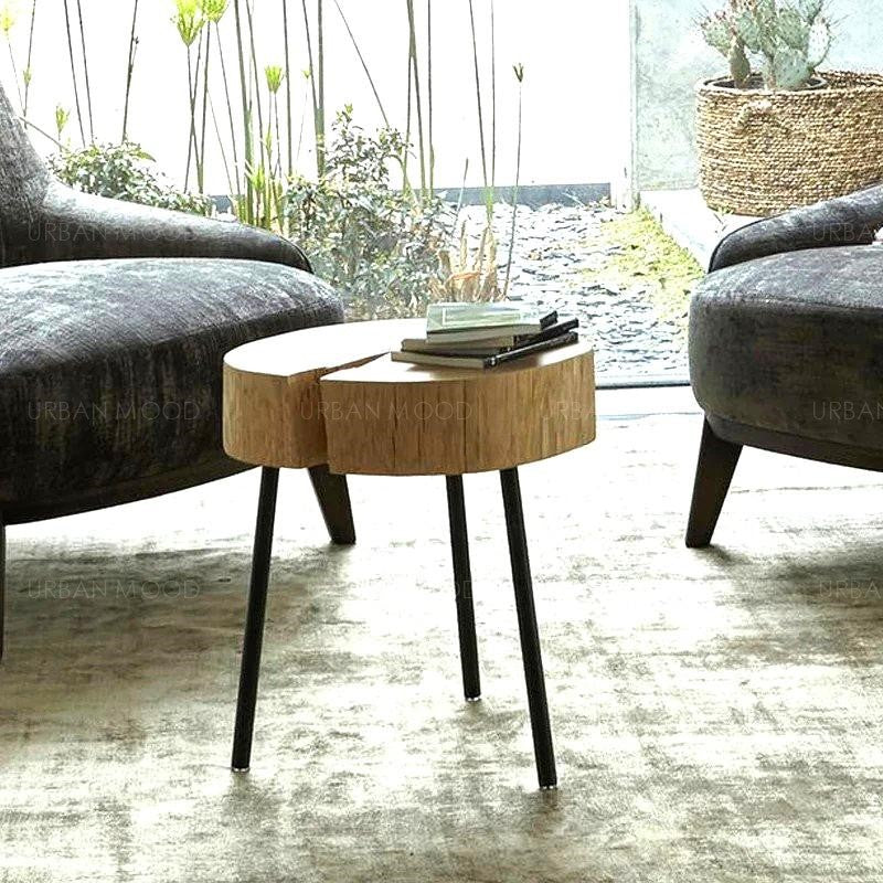 SHINO Natural Wood Slab Side Table / Stool